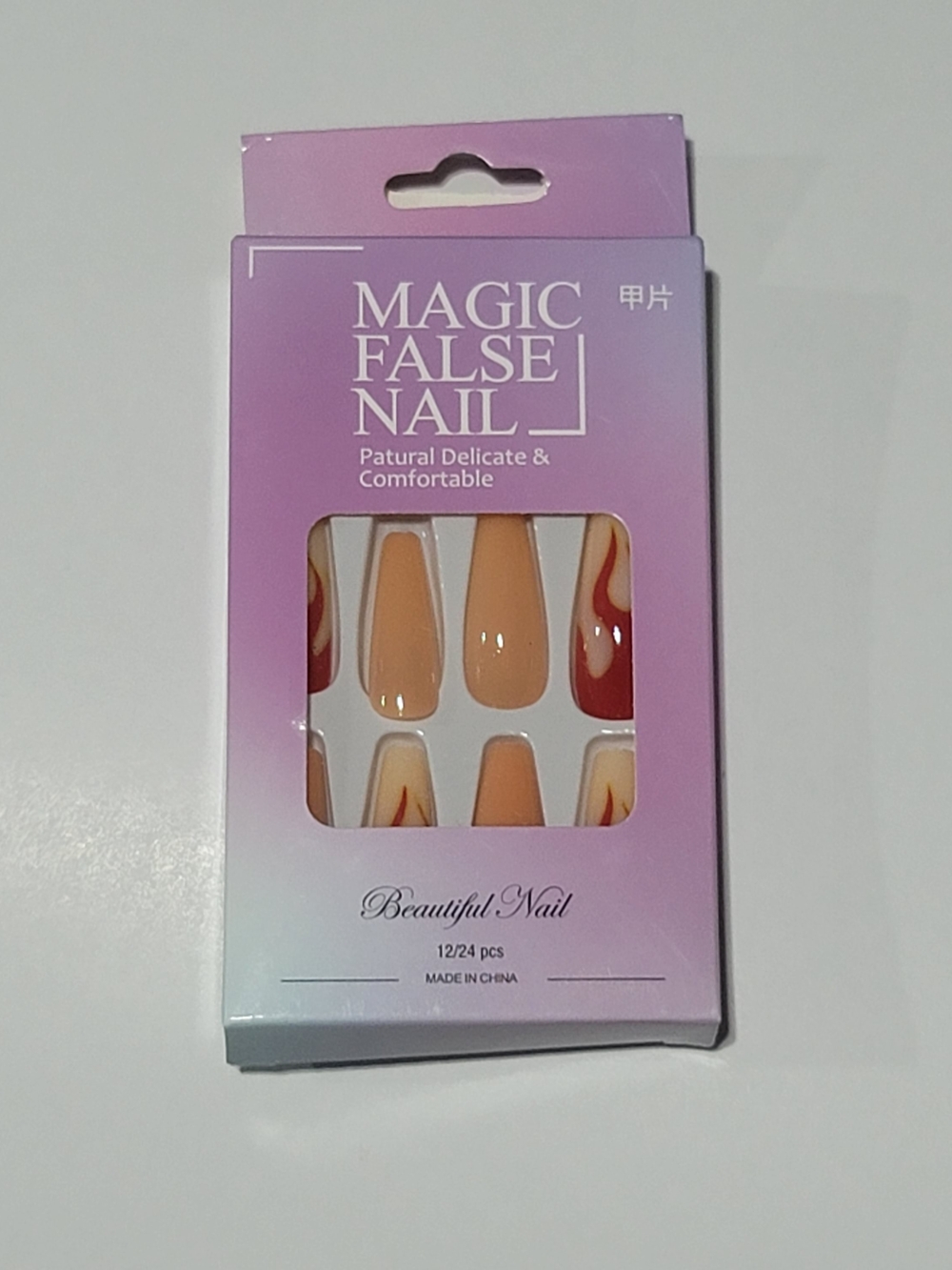 ❤️🔥6/$15❤️🔥Natural Peach & Red Flame Press-On Nails